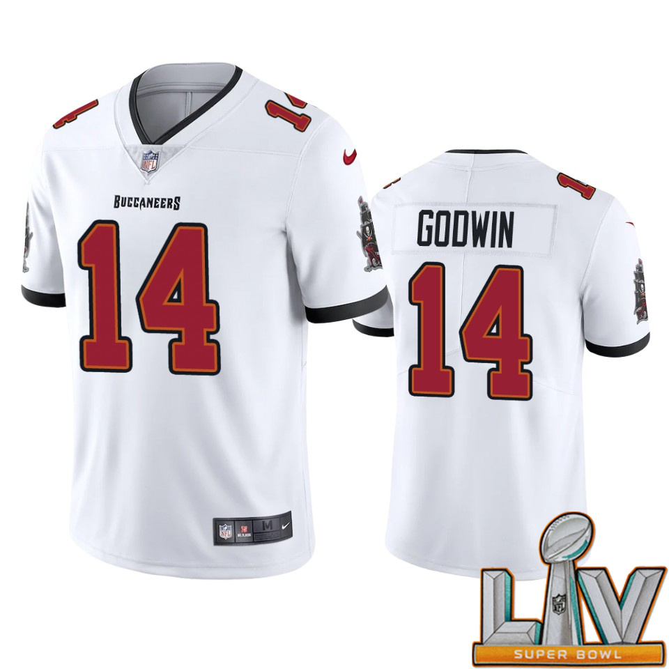 Super Bowl LV 2021 Tampa Bay Buccaneers Men Nike NFL #14 Chris Godwin White Vapor Limited Jersey ->nba dust mask->Sports Accessory